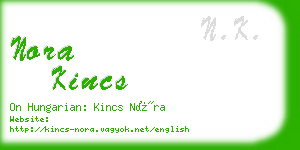 nora kincs business card